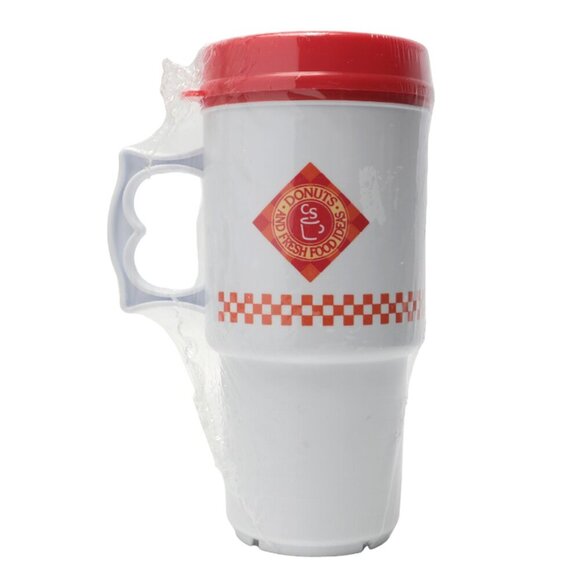 Vintage Country Style Superb Coffee Travel Mug Red White 90s Traveler Auto Mug - Picture 3 of 8